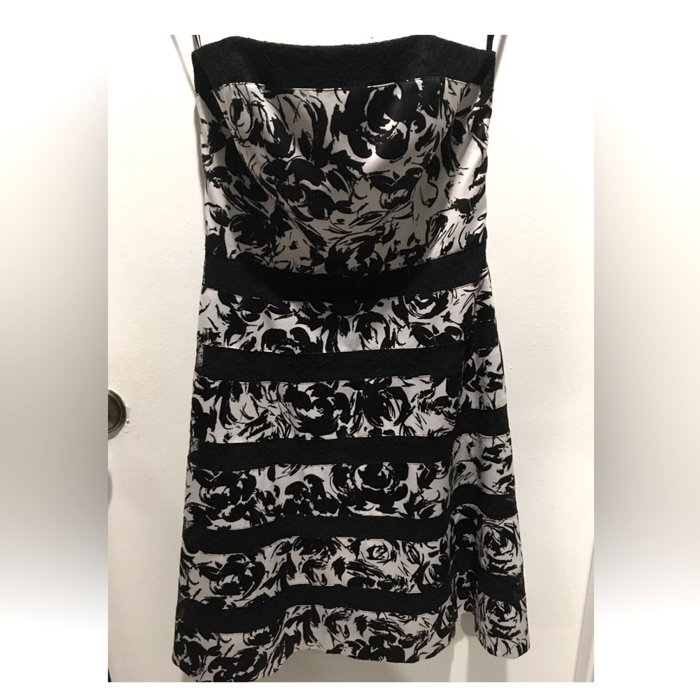 WHBM Black and White Strapless Dress